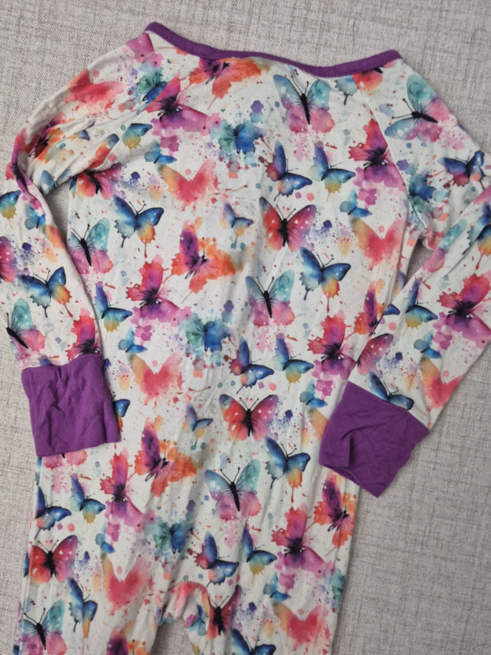 Bamboo Watercolor Butterfly Zip One Piece Romper Pajamas 18-24M